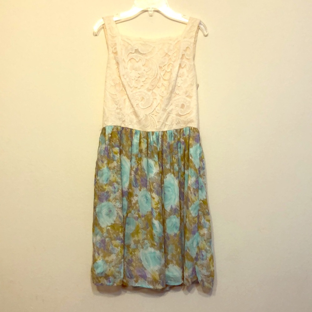 Maurice’s Beige and Teal Floral Dress